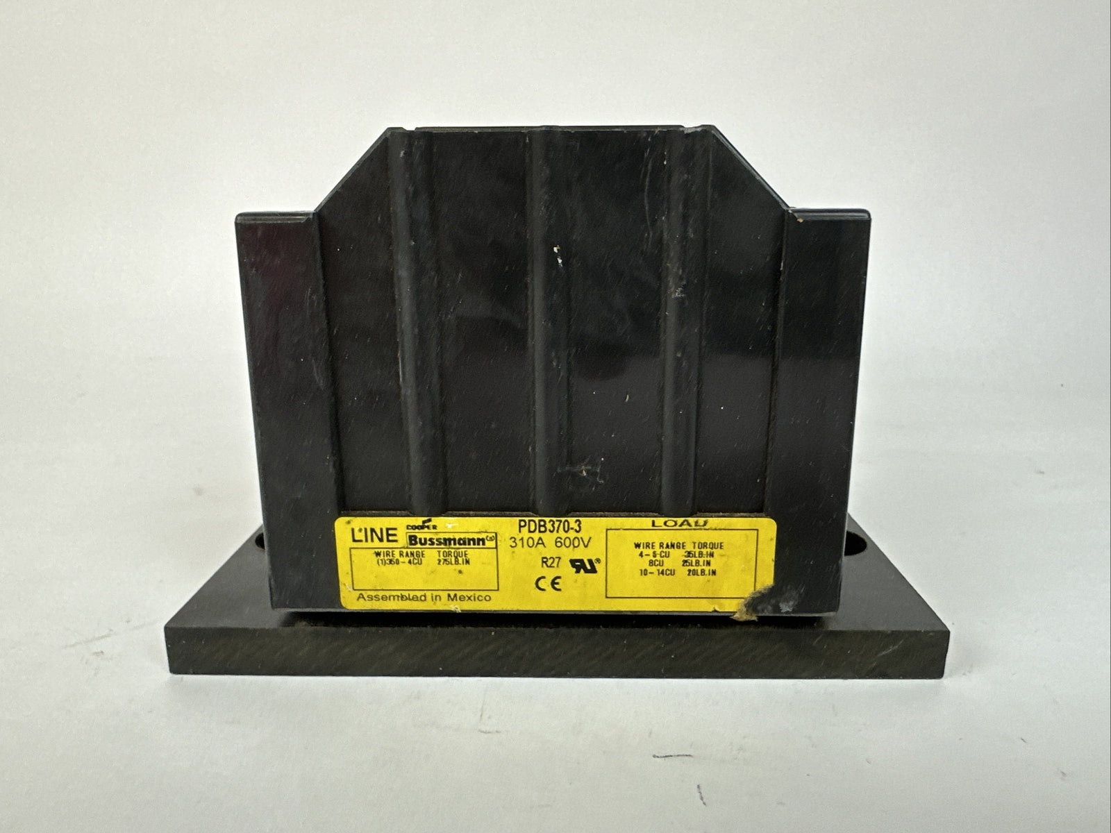 BUSSMANN PDB370-3 POWER DISTRIBUTION BLOCK 3POLE 600V 310A4