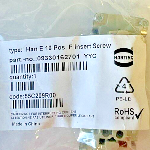 HARTING 09330162701 TERMINAL CONNECTOR 16A 600V 6KV1