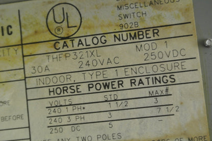 GE THFP321XL - FUSIBLE DISCONNECT / PANELBOARD SWITCH - 240VAC, 30A, 2-POLE4