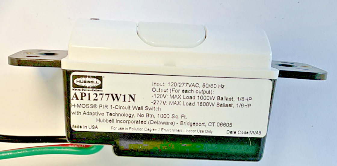 HUBBELL AP1277W1N PIR 1-CIRCUIT WALL SWITCH 120/277VAC 50/60HZ2