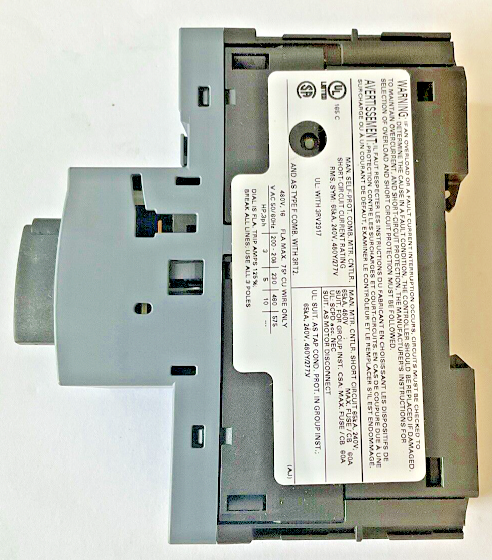 SIEMENS 3RV2011-4AA20 MOTOR CONTROL 10-16A 50HZ6