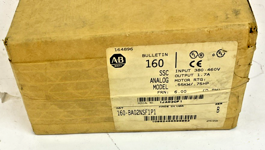 ALLEN BRADLEY 160-BA02NSF191 ANALOG AMPLIFIER MOTOR DRIVE .75HP SER.B FRN:6.0.2