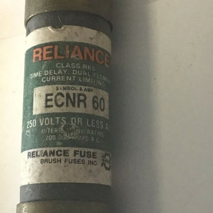 RELIANCE ECNR 60 TIME DELAY FUSE  RK5 250VAC 60A CURRENT LIMITING ***LOTOF12***2