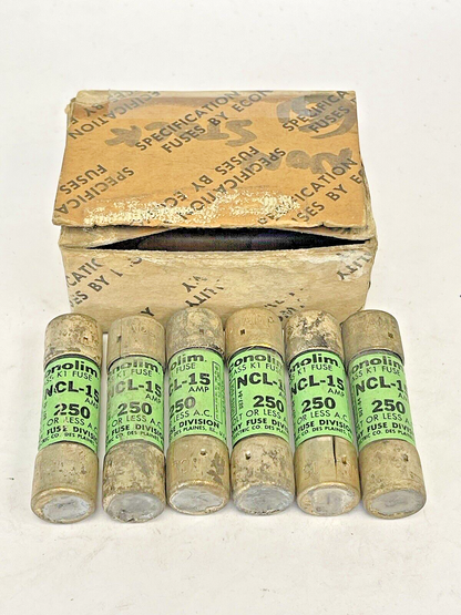 ECONOLIM *BOX OF 6* - NCL 15 - 15 AMP, 250 VAC, CURRENT-LIMITING CLASS RK1 FUSE1