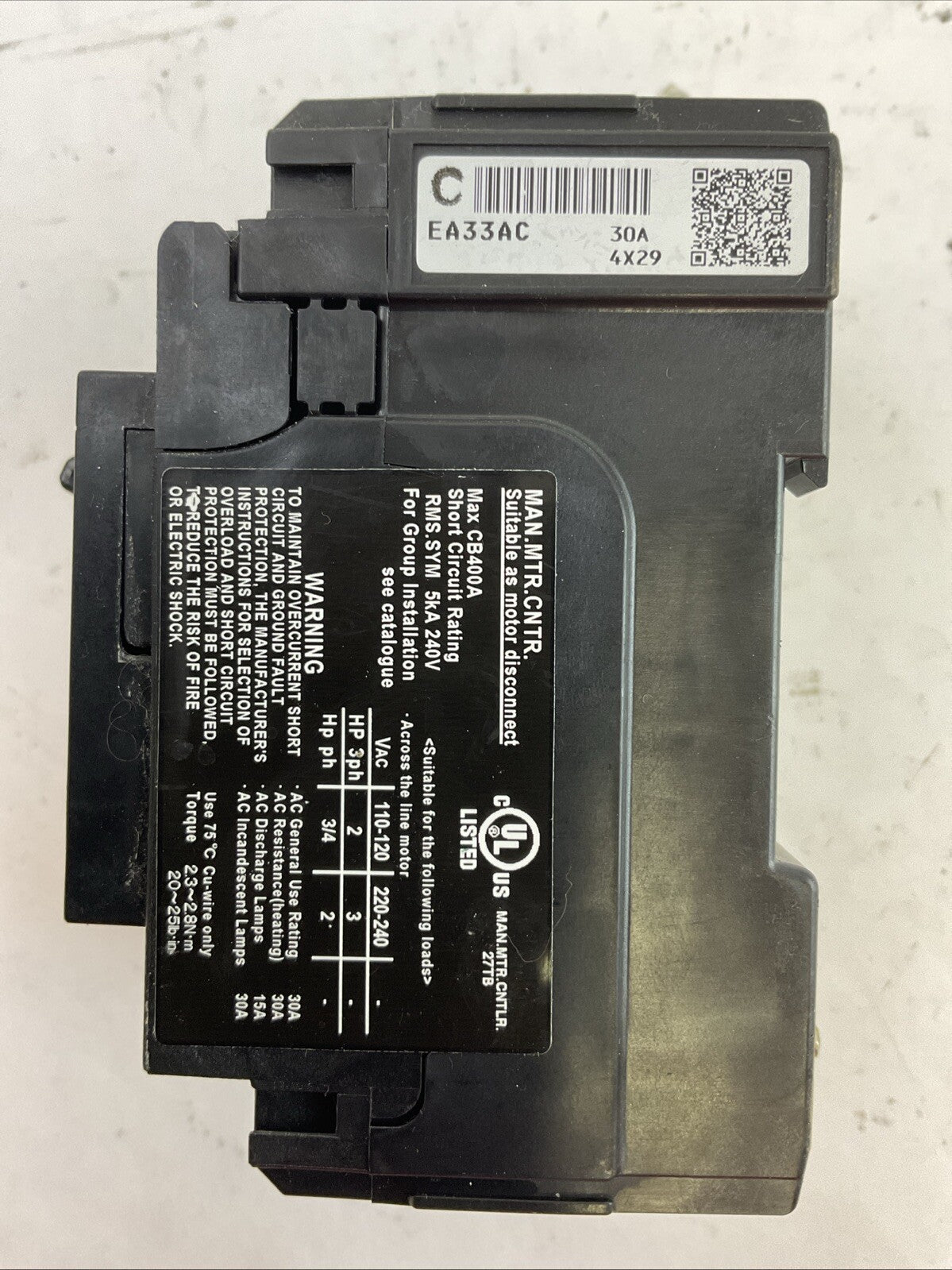 FUJI ELETRIC FA EA33AC AUTO BREAKER 30A 220VAC 2.5kA 3POLE 3HP 3PH4