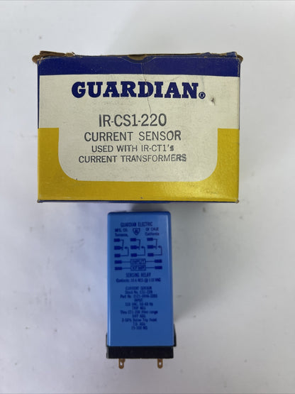 GUARDIAN ELECTRIC IR-CS1-220 CURRENT SENSOR 115VAC SENSING RELAY 10A RES@115VAC0