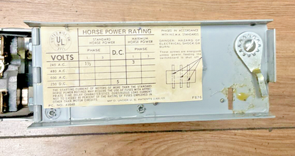 I-T-E V7A2211LR  VACU-BREAK FUSIBLE PANELBOARD SWITCH 250V, 30A5