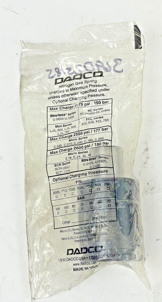 DADCO - U.0800.025 - NITROGEN GAS SPRING - 2175 PSI - 150 BAR - ULTRA FORCE0