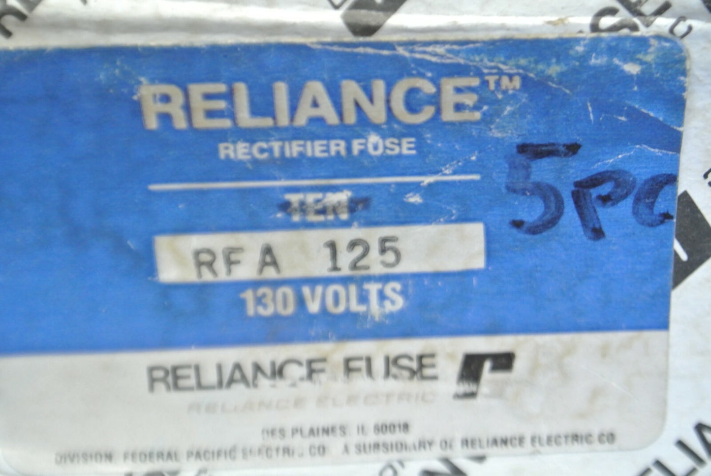 RELIANCE RFA125 RECTIFIER FUSE / 125A / 130V / NEW SURPLUS2