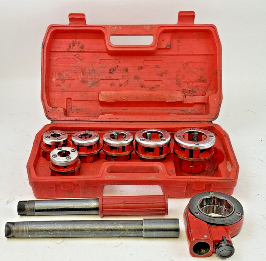 RATCHETING PIPE THREADER TOOL KIT - NPT type 62 W/ HANDLE, FIVE DIES, HARD CASE0