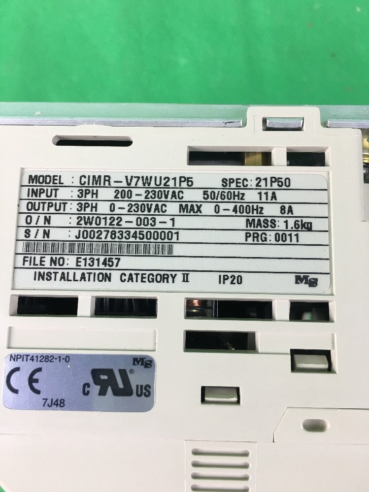YASKAWA V7N DRIVE CIMR-V7WU21P5 VARISPEED 230V 8A 3HP V7N2
