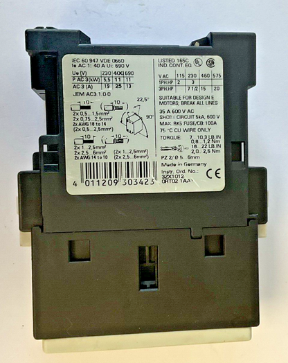 SIEMENS 3ZX1012-0RU11-1AA1 CONTACTOR 24VDC 60A 600V2
