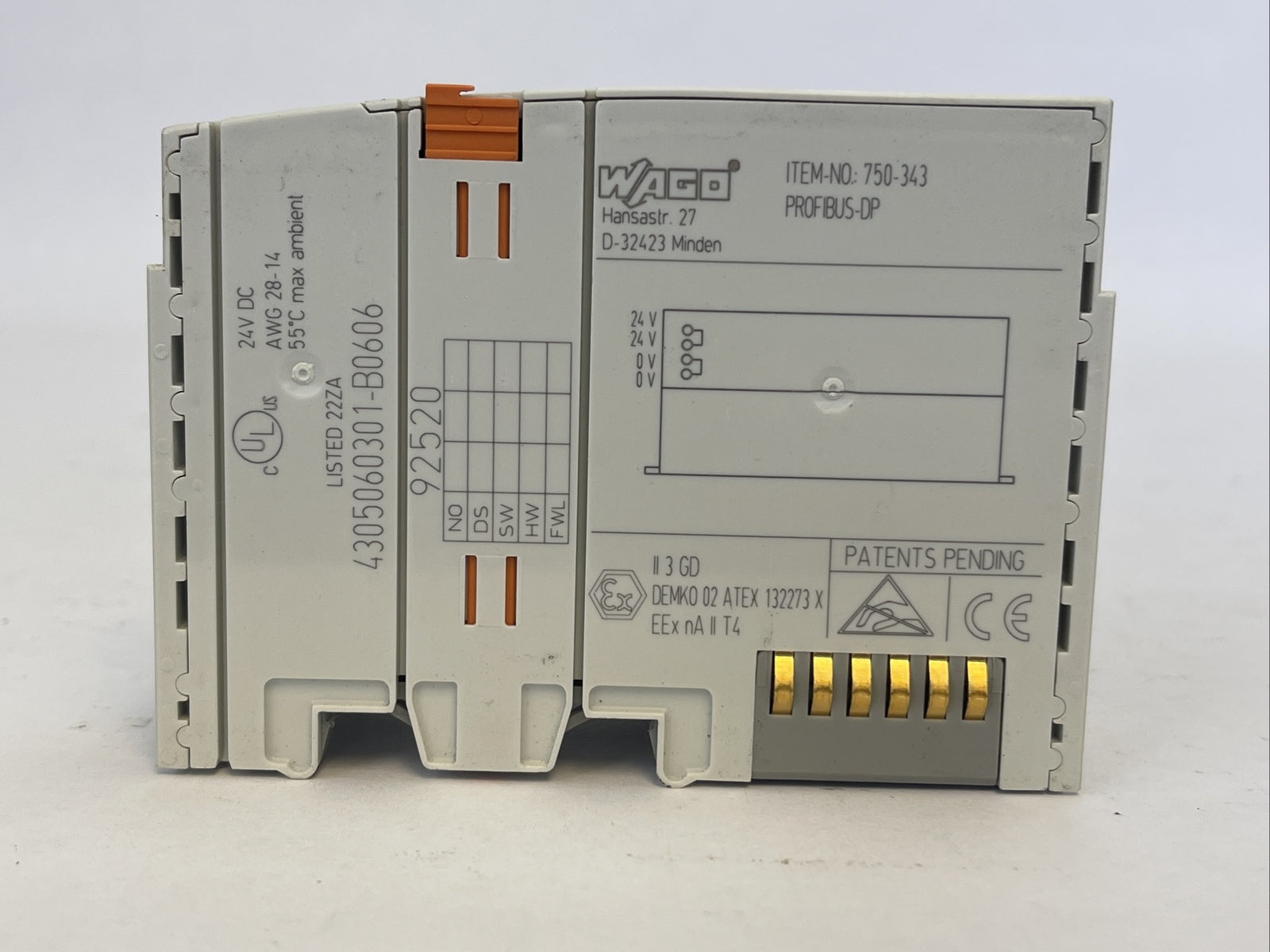 WAGO I/O SYSTEM 750-343 PROFIBUS-DP 24VDC1