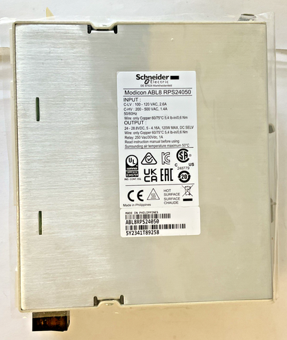 SCHNEIDER ELECTRIC ABL8RPS24050 POWER SUPPLY MODICON 940561 24VDC 5A 500VAC3