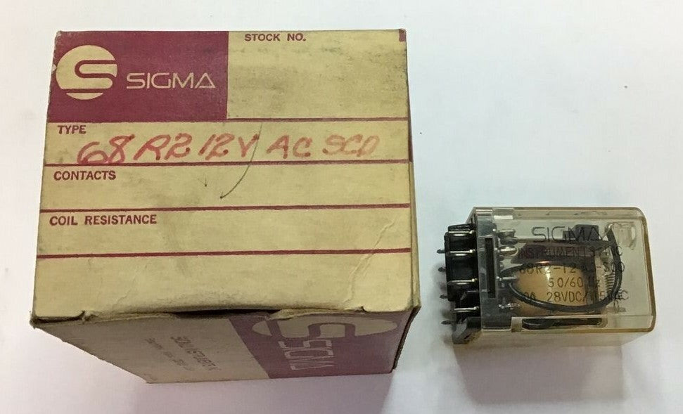 SIGMA 68R2-12AC-SCO RELAY 50/60HZ 10A 28VDC/115VAC0