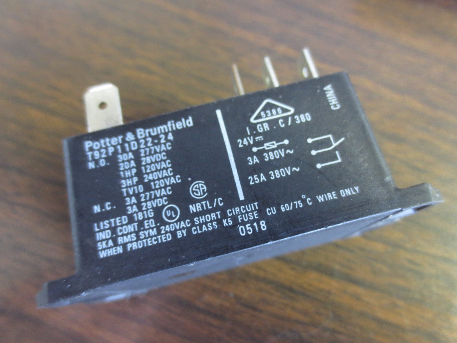 POTTER & BRUMFIELD T92P11D22-24 POWER RELAY - N.O. - SEE PIx for SPECS2