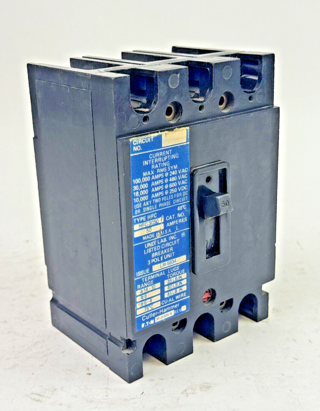 CUTLER-HAMMER - HFC3050 - CIRCUIT BREAKER - 50A/ 240 VAC/ 3 POLE0