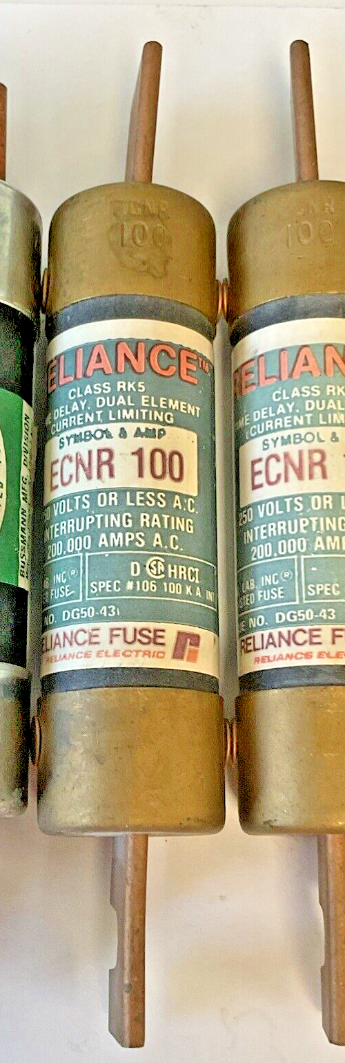 BUSSMANN/RELIANCE NON100, ECNR100, FRN100 FUSES 100A 250VAC ***LOTOF6***5