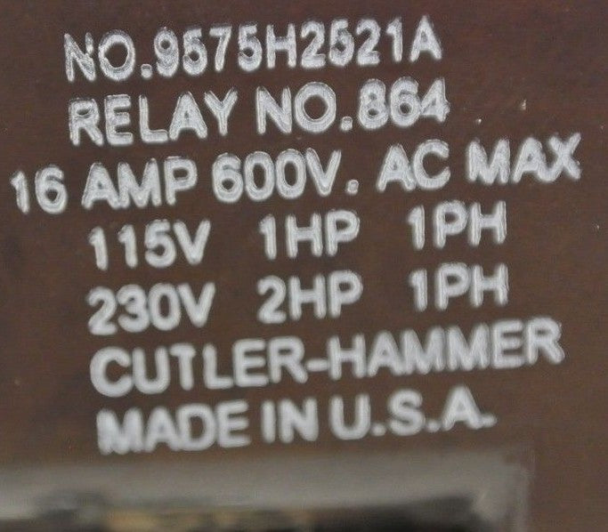 CUTLER-HAMMER 9575H2521-110 TYPE AA RELAY 48VDC 2 N.O. / 9675H2521A NEW SURPLUS1