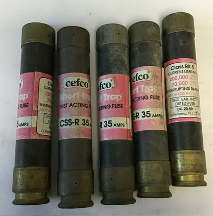 CEFCO CSS-R 35 SHORT TRAP FAST ACTING FUSE 35A 600VAC CLASS RK-5 ***LOTOF5*** 0
