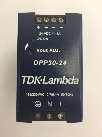 TDK LAMBDA DPP30-24 POWER SUPPLY INPUT 115/230VAC 0.7/0.4A OUTPUT 24VDC 30W 1.3A0