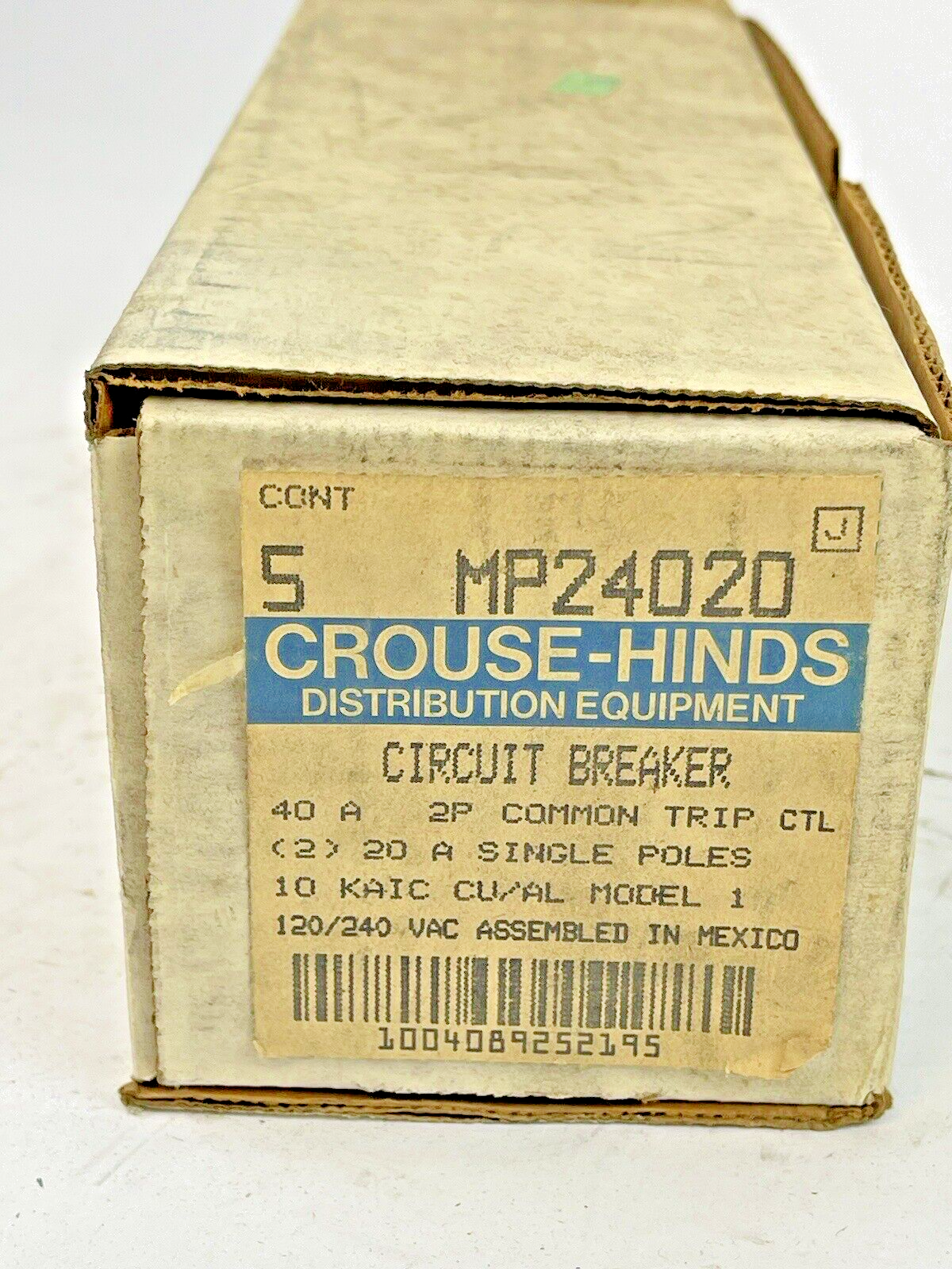 CROUSE-HINDS *BOX OF 5* - MP24020- 2 POLE,20/40/40/20 A, 240 VAC CIRCUIT BREAKER1