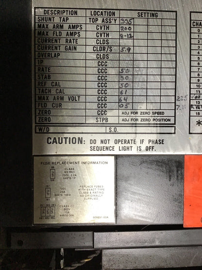 RELIANCE ELEC. 801426-22SB SPINDLE DRIVE MAXPAX PLUS 240V 335A 60HP 3PH 48/62HZ4