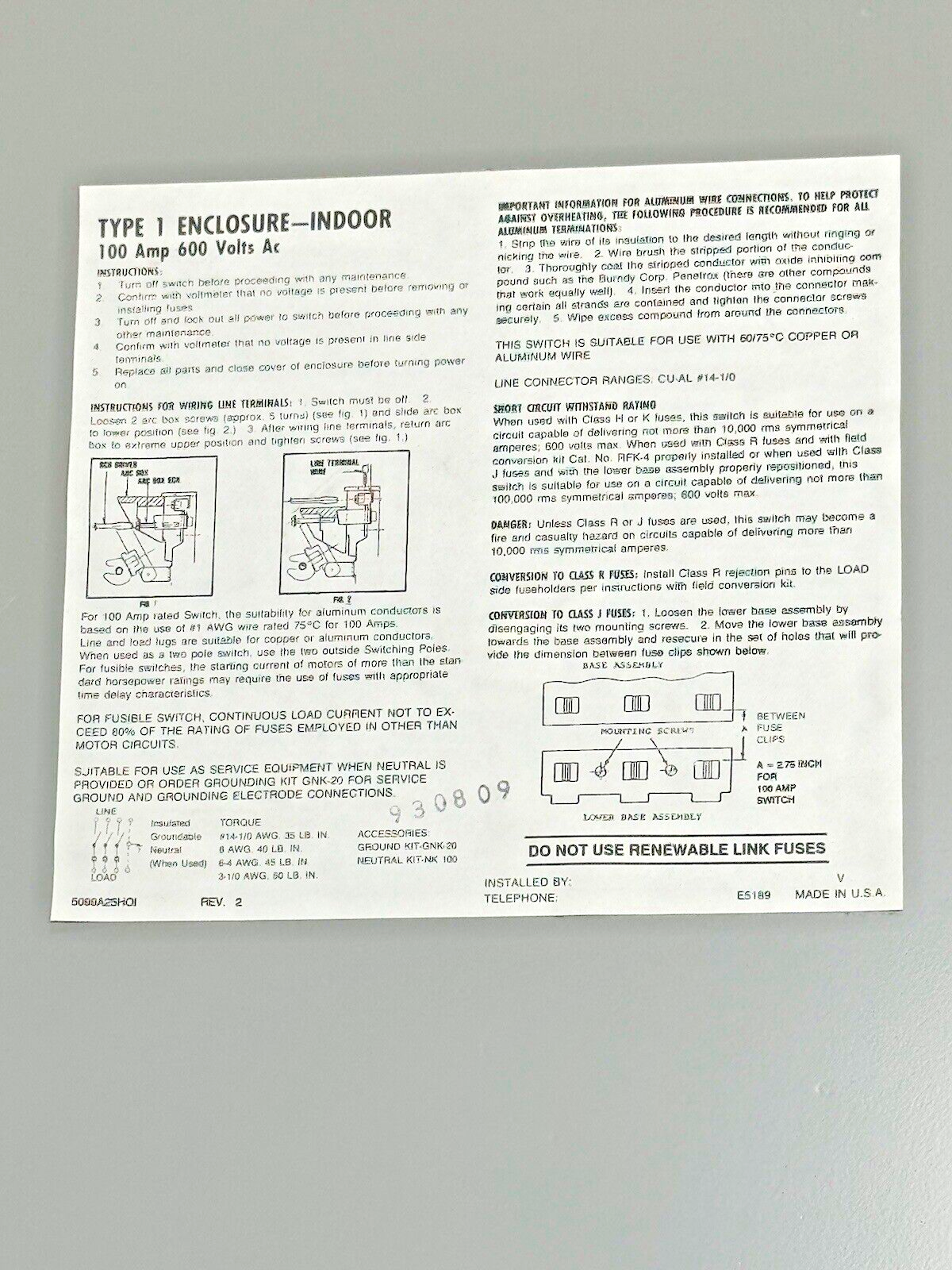 CHALLENGER - HD3630 - SAFETY SWITCH - 100 AMP, 3 POLE, 600 VAC, NEMA TYPE 17