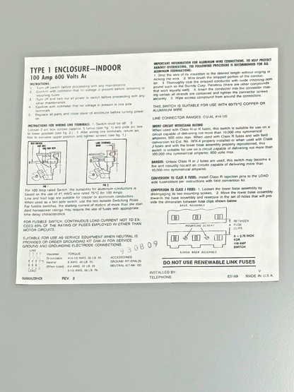 CHALLENGER - HD3630 - SAFETY SWITCH - 100 AMP, 3 POLE, 600 VAC, NEMA TYPE 17