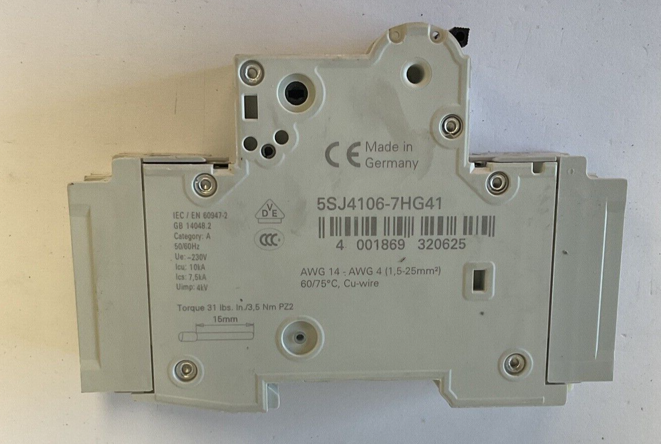 SIEMENS 5SJ4101-7HG41 CIRCUIT BREAKER 6A AUXILIARY CIRCUIT SWITCH4