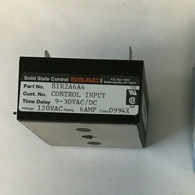 SSAC SIR2A6A4 CONTROL INPUT TIME DELAY9-30VAC/DC 120VAC 6AMP 2