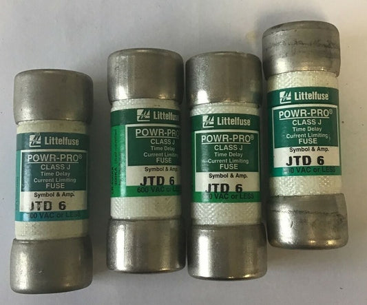 LITTLEFUSE JTD 6 POWR-PRO TIME DELAY FUSE 6A 600VAC CLASS J ***LOTOF4***0