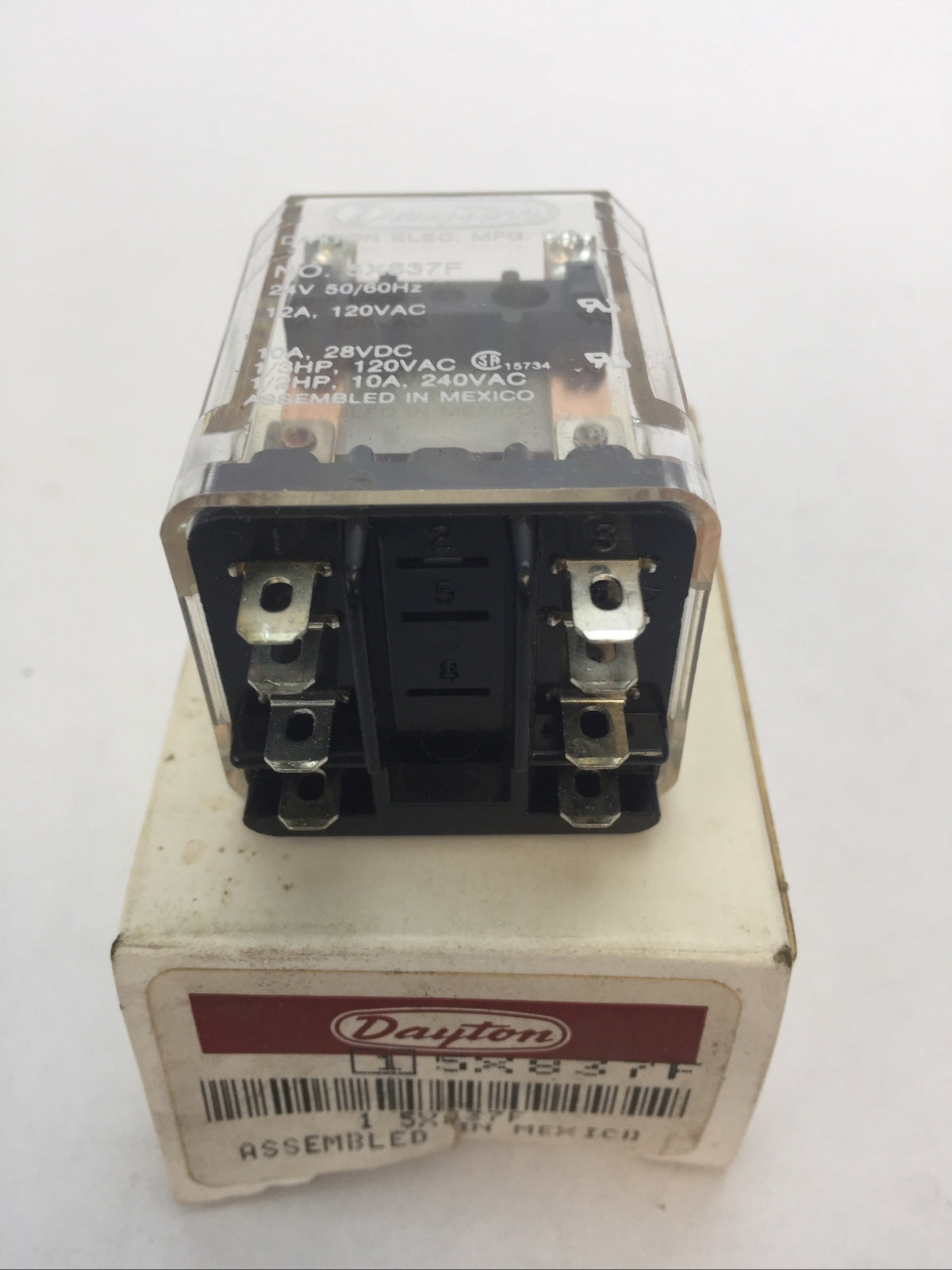 DAYTON 5X837F RELAY 24V 50/60HZ 12A 120VAC 10A 28VDC 1/3HP 120VAC 1/2HP 10A 240V0