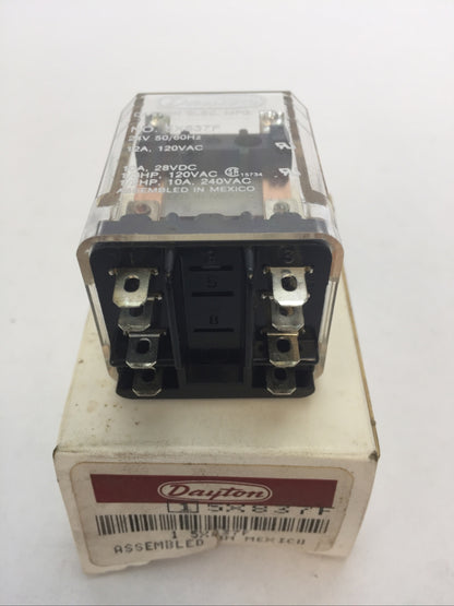 DAYTON 5X837F RELAY 24V 50/60HZ 12A 120VAC 10A 28VDC 1/3HP 120VAC 1/2HP 10A 240V0