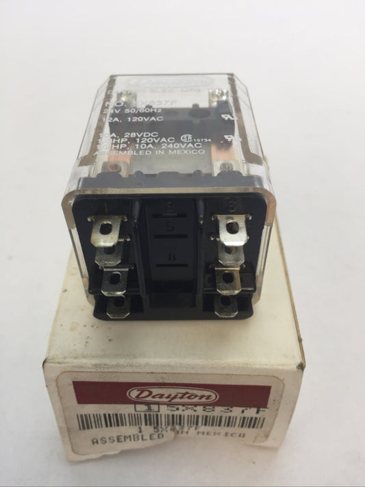 DAYTON 5X837F RELAY 24V 50/60HZ 12A 120VAC 10A 28VDC 1/3HP 120VAC 1/2HP 10A 240V0