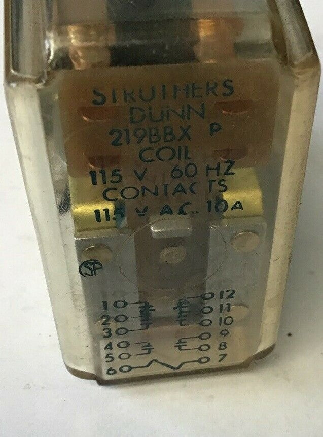 STRUTHERS DUNN 219BBX-P RELAY 115V 60HZ 115VAC 10A0