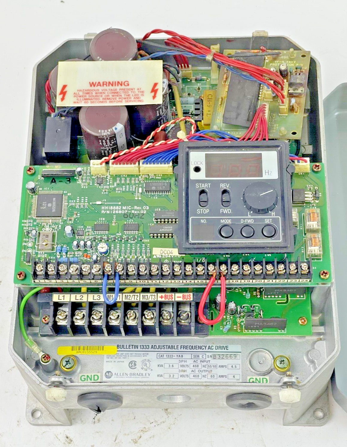 ALLEN BRADLEY - 1333-YAB SER. C ADJUSTABLE FREQ. AC DRIVE 3.6kVA 460V 3PH 4.5A3