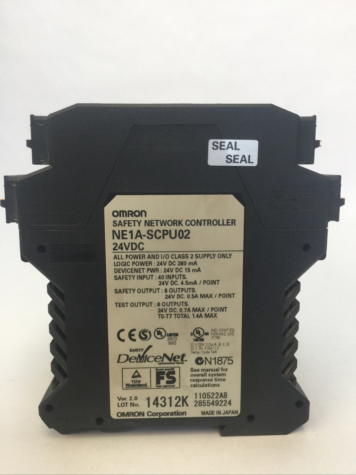 OMRON NE1A-SCPU02 SAFETY NETWORK CONTROLLER 8 OUTPUT 24VDC 0.5A 40 INPUT 24VDC1