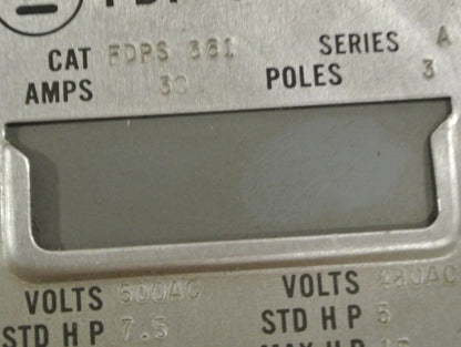 WESTINGHOUSE FDPS361 FUSIBLE PANEL MOUNT SWITCH - 600V, 30A, 3-POLE1