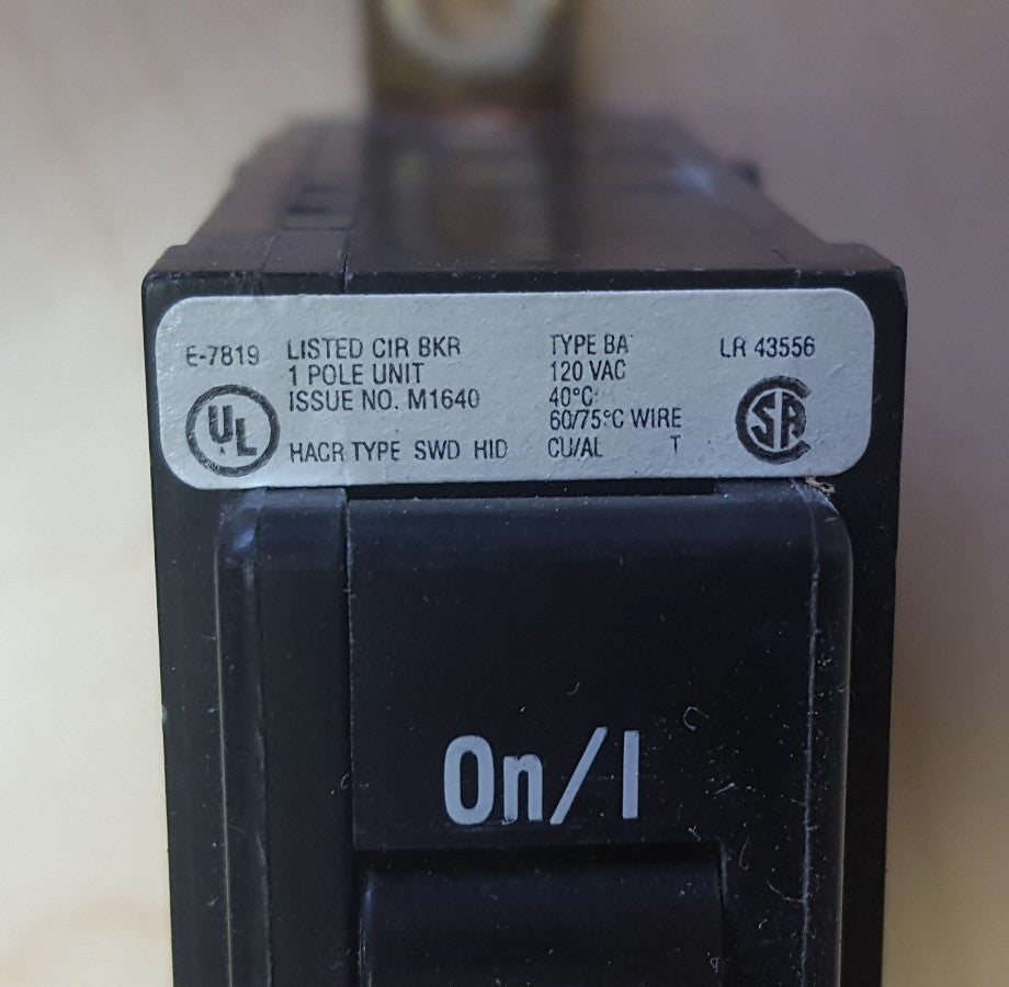 CUTLER HAMMER BABRSP1020 1 POLE 20 AMP BOLT ON BREAKER 3