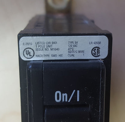 CUTLER HAMMER BABRSP1020 1 POLE 20 AMP BOLT ON BREAKER 3