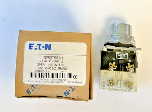 EATON 10250T563-1 ILLUMINATOR PUSH-PULL OPERATOR BUTTON 120V 50/60HZ SER.A20