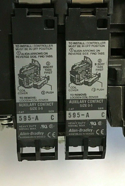 ALLEN-BRADLEY 509-BO*-E1+ SIZE 1 STARTER 120 V COIL  W/592-EECC W/595-A SER.C5