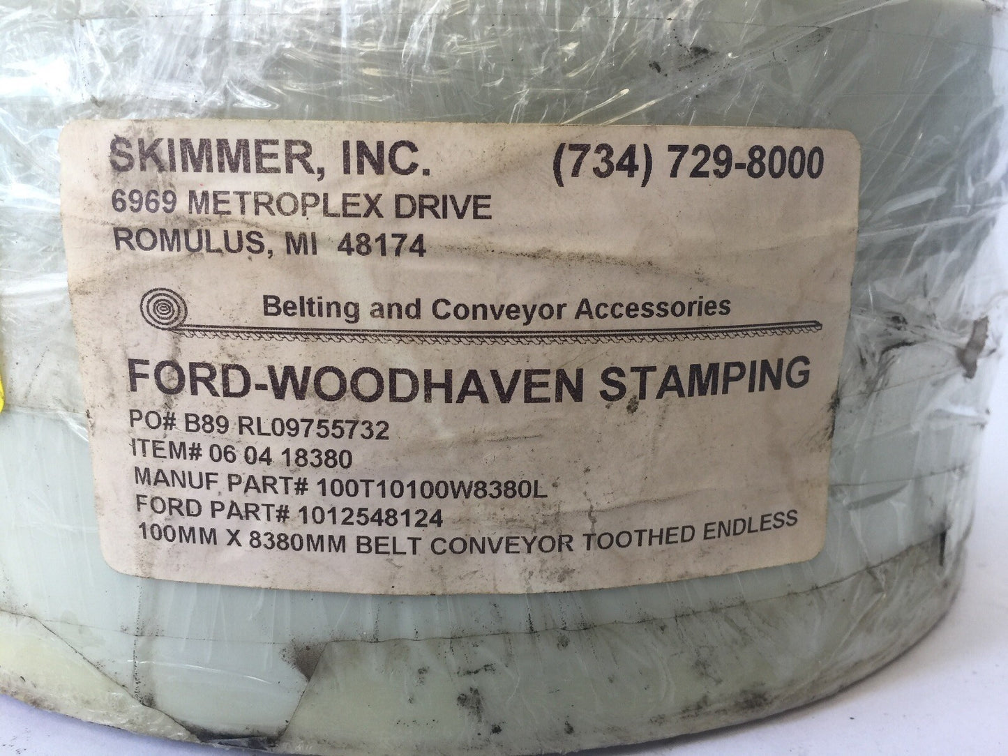 MANUF. PART# 100T10100W8380L 100MM X 8380MM BELT CONVEYOR TOOTHED ENDLESS 1