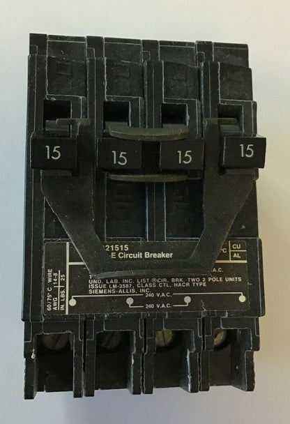 ITE Q21515 CIRCUIT BREAKER 120/240VAC 2POLE 15A 0