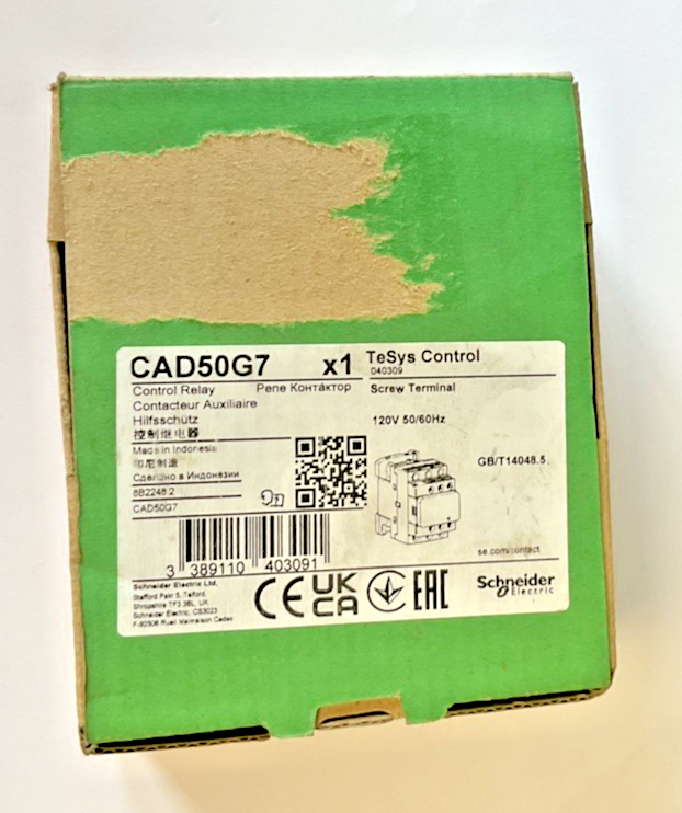 SCHNEIDER ELECTRIC CAD50G7 CONTROL RELAY 120V 50/60HZ0