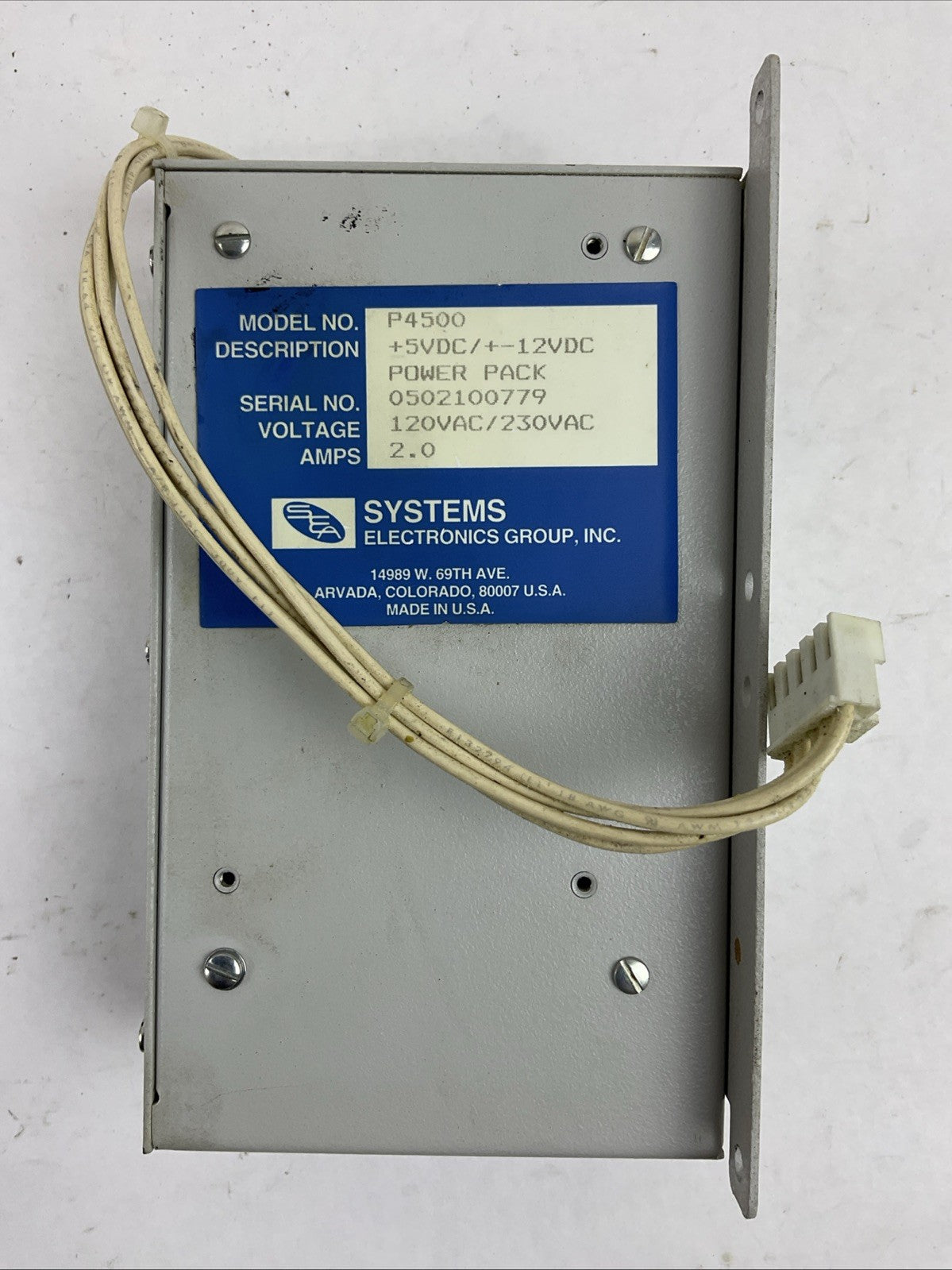 SYSTEMS P4500 +5VDC/+-12VDC POWER PACK 120/230VAC 2.0AMPS2