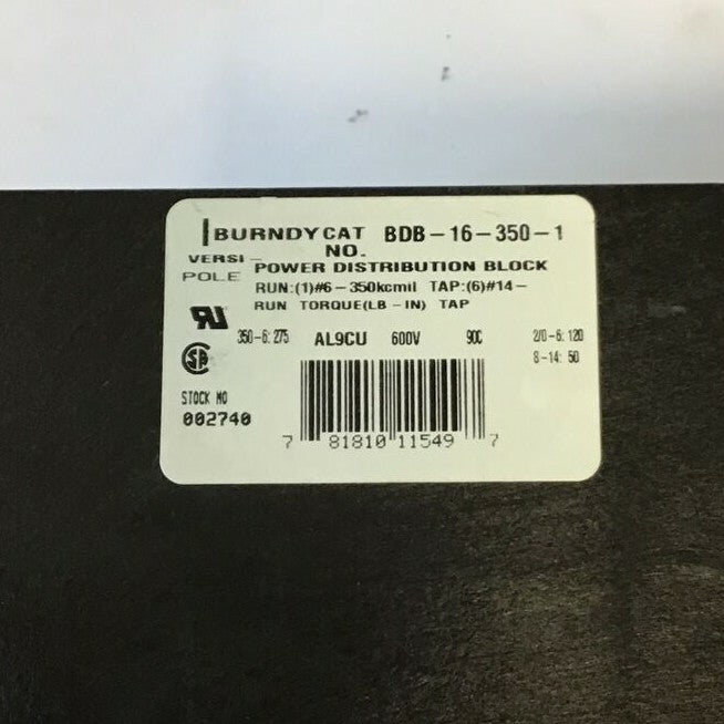 BURNDY BDB-16-350-1 POWER DISTRIBUTION BLOCK VERSI-POLE 1