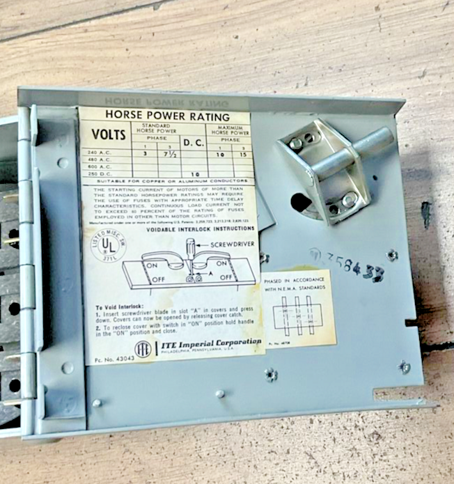 ITE V2B2222LR CLAMPOMATIC VACU-BREAK 60A 250V 2POLE 10HP***SEE DESCRIPTION***9