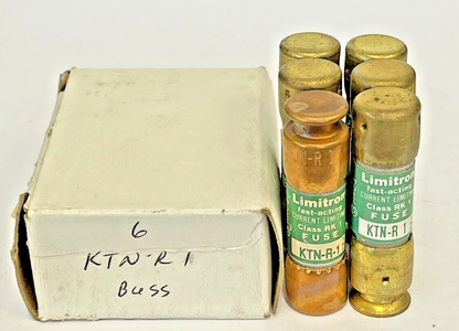BUSSMANN - *BOX OF 6* - KTN-R 1 - 1 AMP, 250 VAC - LIMITRON, FAST-ACTING FUSES0